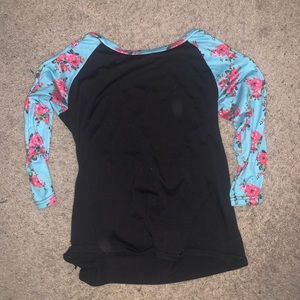 Floral & Black Baseball Tee